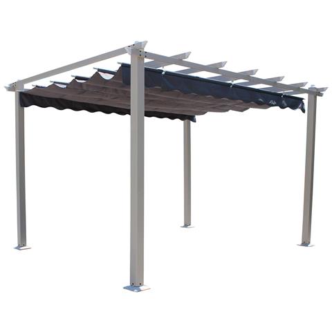 Gazebo Pergola Da Esterno 3x3 Mt In Alluminio Con Telo Apribile A Carrucola Pechino - Foto 1