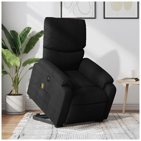 Poltrona Alzapersona Massaggiante Elettrica Nera In Tessuto - Foto 1