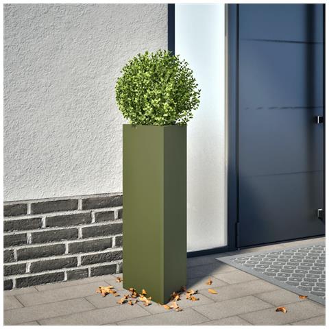 Fioriera Da Giardino Verde Oliva Triangolare 30x26x75cm Acciaio - Foto 10