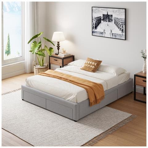 Sacramento Letto Contemporaneo Con Cassetti - 140x190 - Grigio - Foto 2