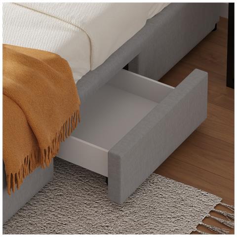 Sacramento Letto Contemporaneo Con Cassetti - 140x190 - Grigio - Foto 8