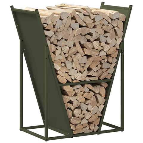 Rastrelliera per Legna da Ardere Verde Oliva 69,5x35x81 cm - Foto 2
