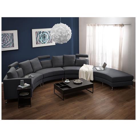 Divano Semicircolare 7 Posti Rotunde Tessuto Grigio Scuro - Foto 1