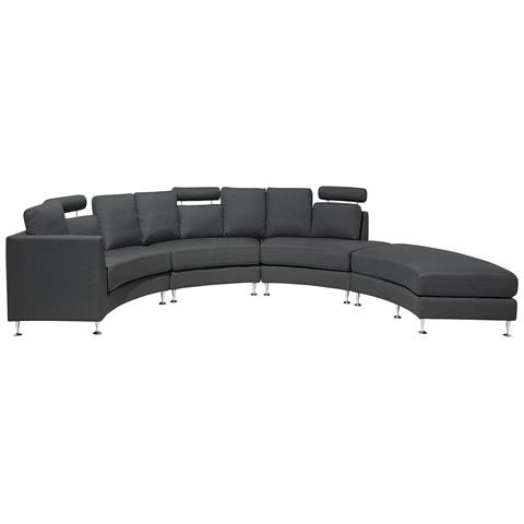 Divano Semicircolare 7 Posti Rotunde Tessuto Grigio Scuro - Foto 2