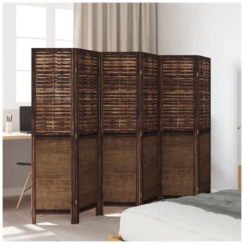 Divisorio Ambienti 6 Pannelli Marrone Scuro Massello Paulownia - Foto 3