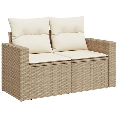 Set Divani Da Giardino 11 Pz Con Cuscini Beige In Polyrattan - Foto 3