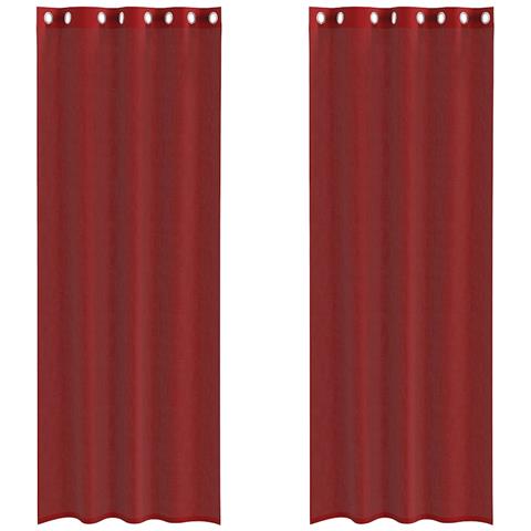 Tende In Voile Con Occhielli 2 Pz Rosso Vino - Foto 2