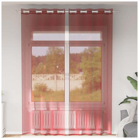 Tende In Voile Con Occhielli 2 Pz Rosso Vino - Foto 1