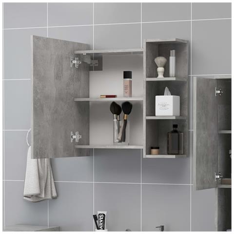 Lusso Casadino -  Mobile Bagno Specchio Grigio Cemento 62,5x20,5x64cm Multistrato - Foto 2