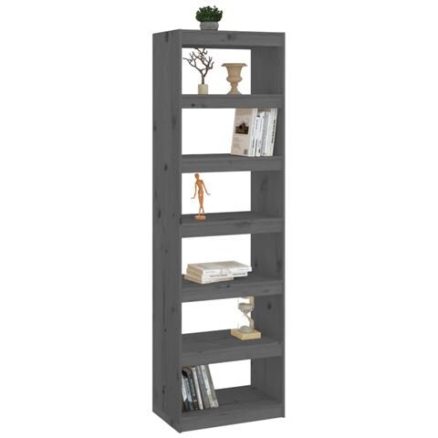 Libreria /divisorio Grigio 60x30x199,5 Cm Legno Massello Di Pino - Foto 2