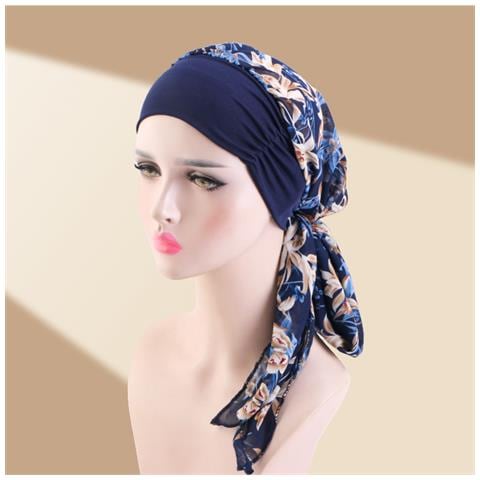 Elegante Cappello A Sciarpa Con Visiera Larga Elastica - Design Floreale - Foto 2