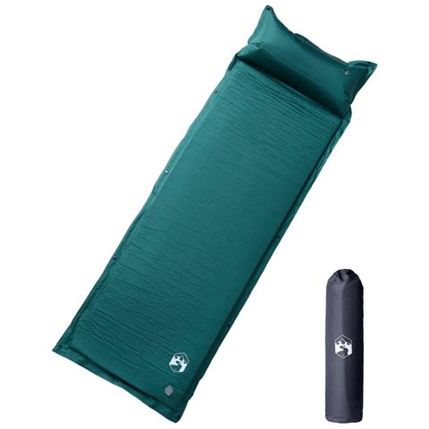Materasso Campeggio Autogonfiabile con Cuscini 1 Persona Verde - Foto 1
