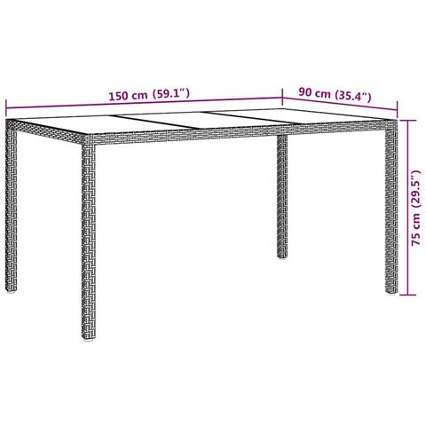 Tavolo da Pranzo da Giardino Nero 150x90x75 cm Polyrattan - Foto 7