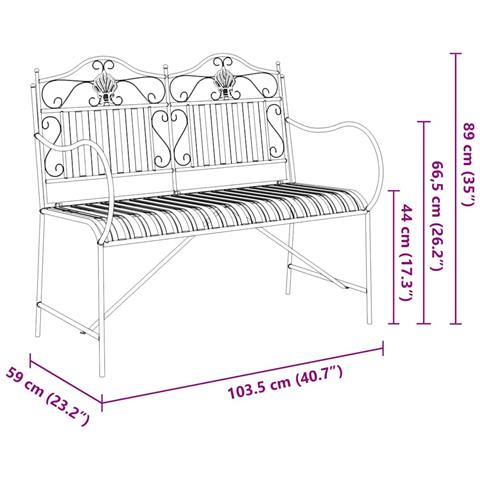 Panchina Bianca Metallo 103.5 x 59 x 89 cm Durevole - Foto 9