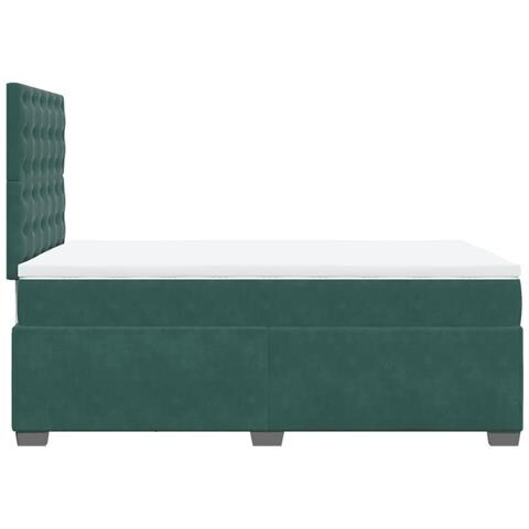 Giroletto a Molle con Materasso Verde Scuro 120x190 cm Velluto - Foto 9