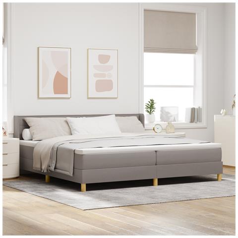 Letto a Box Spring con Materasso Tortora 200x200 cm Tessuto - Foto 2