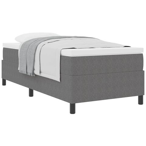 Letto a Molle Insacchettate con Materasso Grigio Chiaro 100x200 cm Tessuto in Corduroy - Foto 1