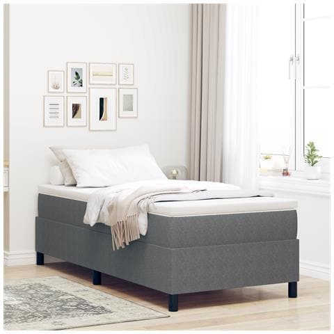 Letto a Molle Insacchettate con Materasso Grigio Chiaro 100x200 cm Tessuto in Corduroy - Foto 2