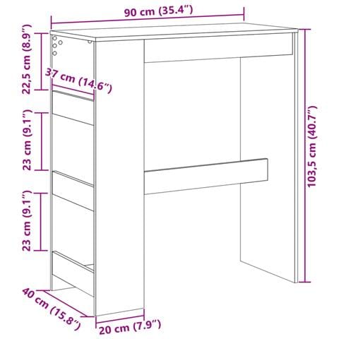 Tavolo Bar con Rastrelliera Antico 90x40x103,5 cm Multistrato - Foto 9