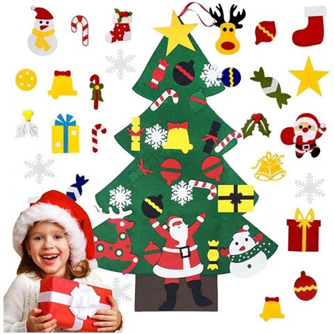 Albero Di Natale Con Ornamenti Rimovibili In Feltro Decorazione Natalizia Fai Da Te - Foto 1