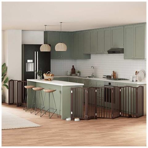 Cancello Cani Porta Pieghevole Marrone 15 Pannelli 750cm Pioppo - Foto 2