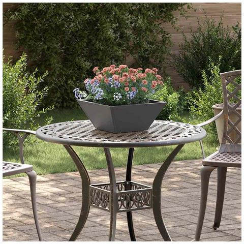 Vaso a Ciotola da Giardino Nero 35 x 35 x 15 cm Acciaio - Foto 2