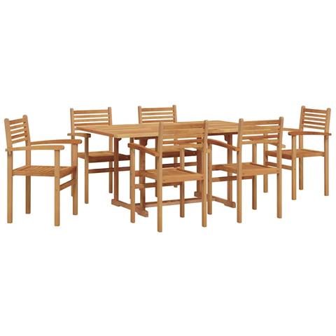 Set da Pranzo per Giardino 7 pcs Marrone Legno massello di teak - Foto 1