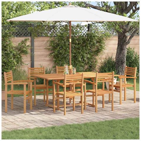 Set da Pranzo per Giardino 7 pcs Marrone Legno massello di teak - Foto 2