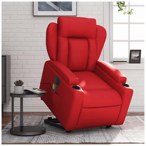 Poltrona Alzapersona Reclinabile Elettrica Rossa in Similpelle - Foto 2