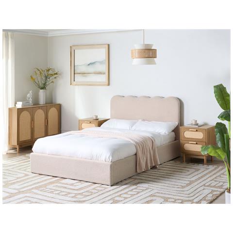 Letto Contenitore Bouclé Nanterre 140 X 200 Cm Beige - Foto 1