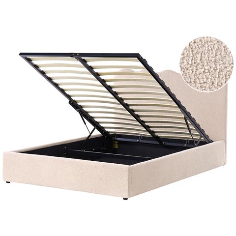 Letto Contenitore Bouclé Nanterre 140 X 200 Cm Beige - Foto 2