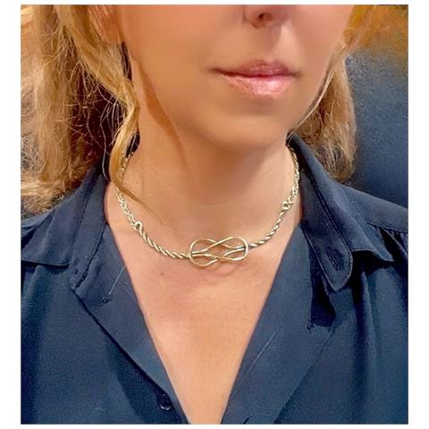 Collana Con Nodo Semplice In Ottone Arricciato A Mano - Foto 2