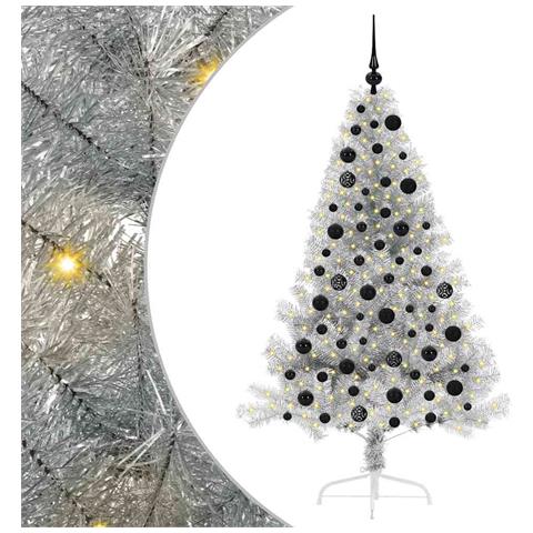 Albero di Natale artificiale con luci integrate Argento 180 cm - Foto 1