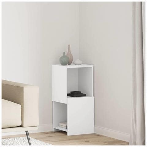 Mobile angolare Bianco 30,5x30x65cm Legno multistrato - Foto 2