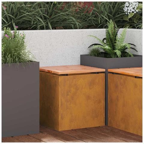 Panchina da giardino Ruggine 40 x 40 x 43 cm acciaio corten - Foto 2