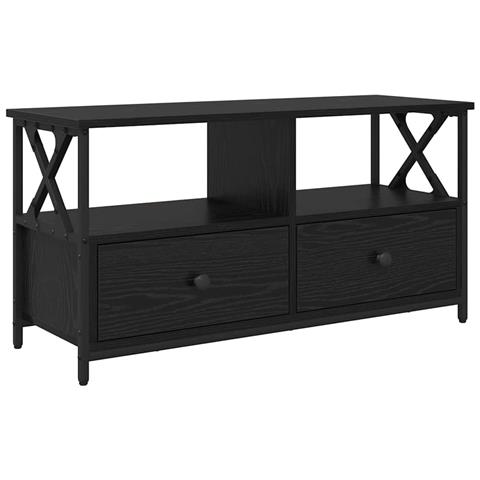 Mobile TV con cassetto Rovere Nero 90 x 33 x 45 cm - Foto 1