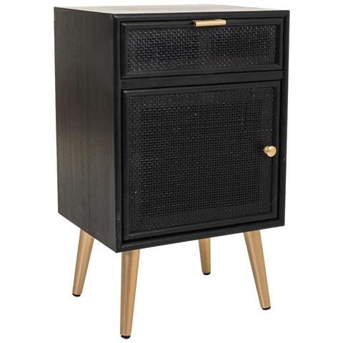 Comodino In Legno Laccato Nero E Rete 42x36,5x71 - Foto 1