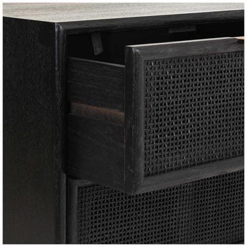 Comodino In Legno Laccato Nero E Rete 42x36,5x71 - Foto 8