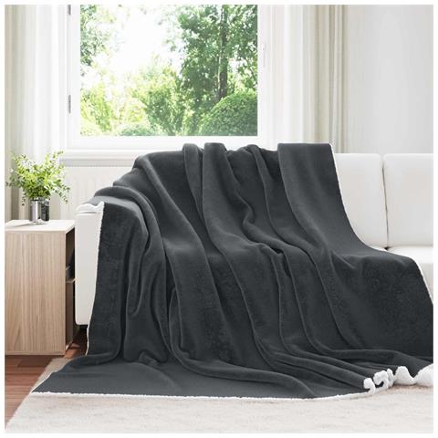 Coperta Grigio scuro 220 x 240 cm Panno - Foto 2