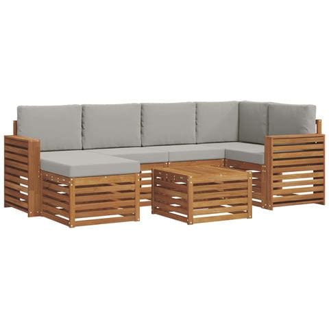 Set divani con cuscino 7 pcs Grigio Naturale e Chiaro - Foto 1