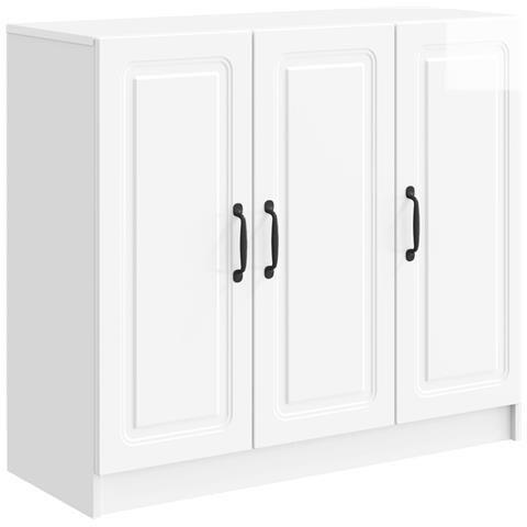 Credenza Bianco Lucido 89 x 34,5 x 77 cm Legno ingegnerizzato - Foto 1