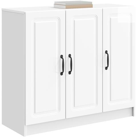 Credenza Bianco Lucido 89 x 34,5 x 77 cm Legno ingegnerizzato - Foto 2