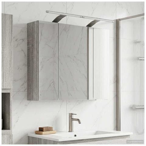 Mobiletto per specchio da bagno Grigio Sonoma 60 x 14,5 x 50 cm - Foto 2