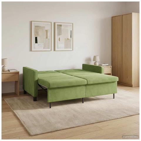 Divano letto Verde chiaro Tessuto - Foto 2