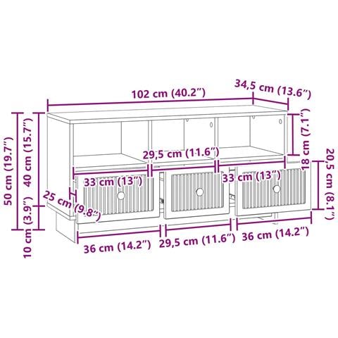Mobile TV Legno antico 102 x 34,5 x 50 cm Legno ingegnerizzato - Foto 9