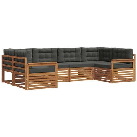 Set di divani da esterno con cuscino 6 pcs Naturale e Antracite - Foto 1