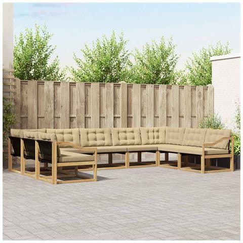 Set di divani da esterno con cuscino 9 pcs Bianco e Beige - Foto 2