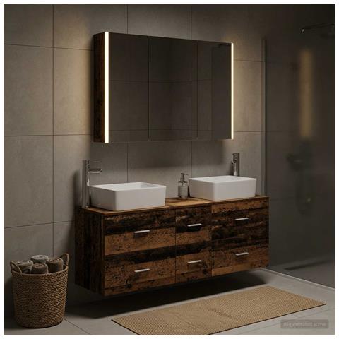 Set di mobili per il bagno 4 pcs Legno antico - Foto 2