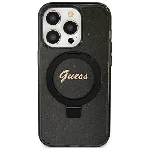 Iphone 11 / Xr - Custodia Nera Guess Ring Stand Script Glitter Magsafe - Foto 1