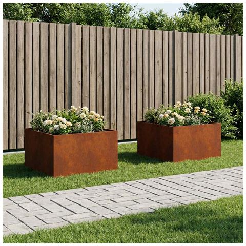 Vaso da giardino 2 pz Ruggine 60 x 60 x 40 cm Acciaio Corten - Foto 2